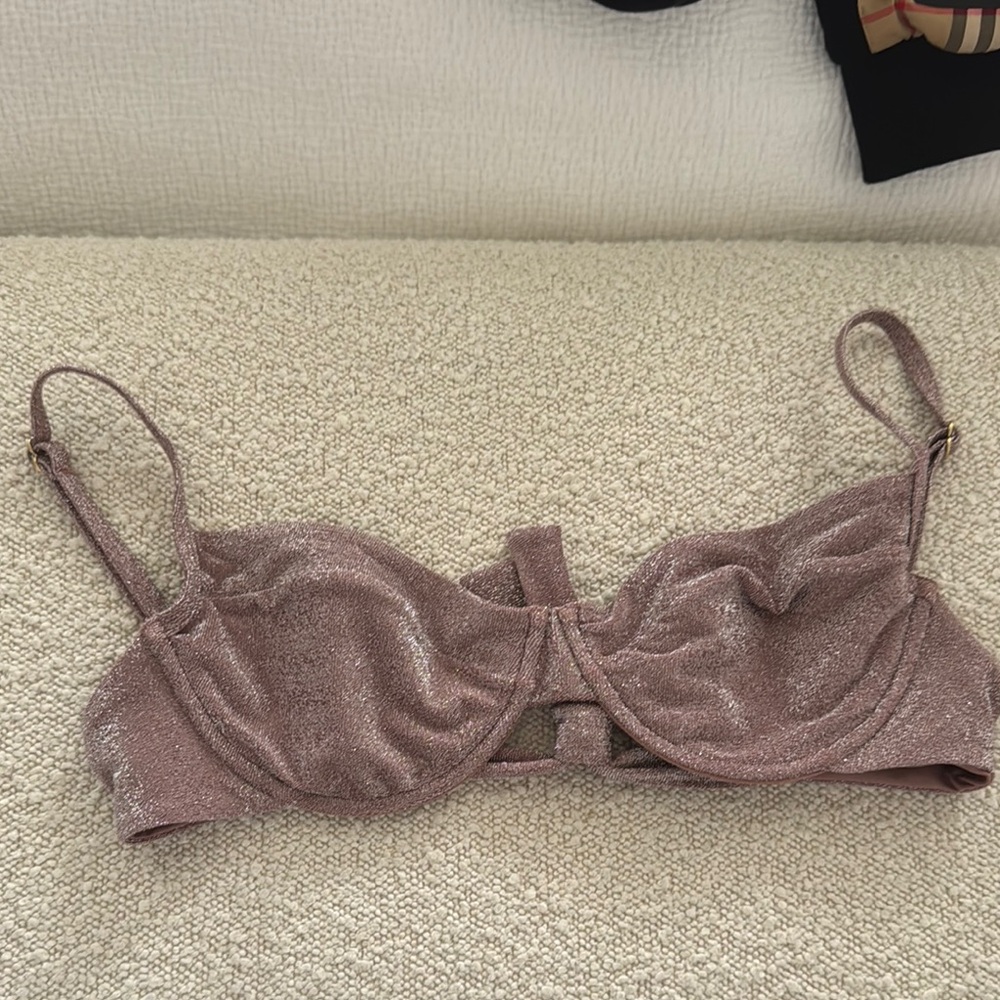 MONDAY SWIMWEAR MAUI SHIMMER MAUVE TOP SIZE LARGE